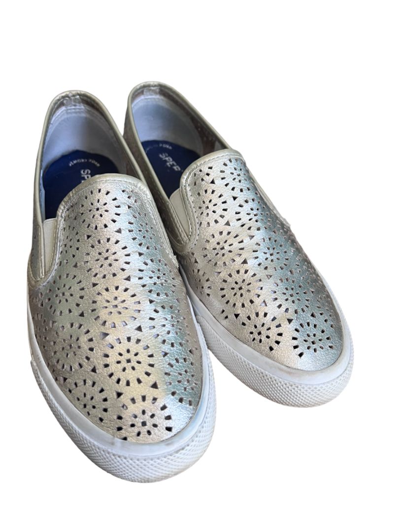 9.5 Sperry Gold Metallic Cut Out Slip-On Sneakers Shoes