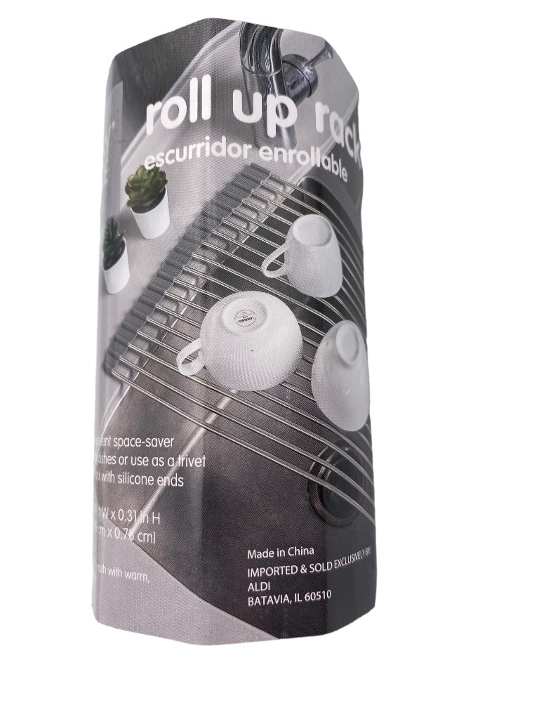 Easy Home Cleaning Roll Up Rack Silvertone Roll Out Over Sink New