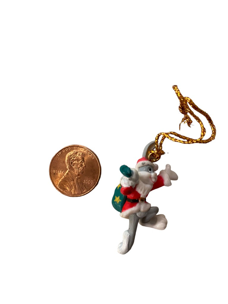 Vintage 1995 Looney Tunes Miniature 1.5" Bugs Bunny Santa Christmas Holiday Warner Bros Ornament