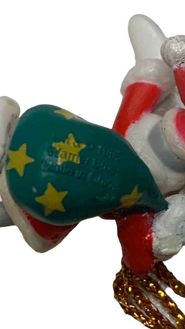 Vintage 1995 Looney Tunes Miniature 1.5" Bugs Bunny Santa Christmas Holiday Warner Bros Ornament