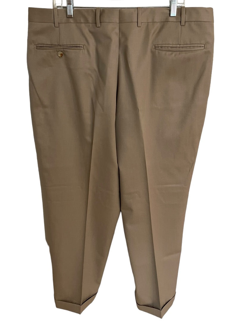 Size 40R JB Britches Nordsrom Mens Cuffed Pleated Winston Dress Pants Worsted Wool Tan Italy