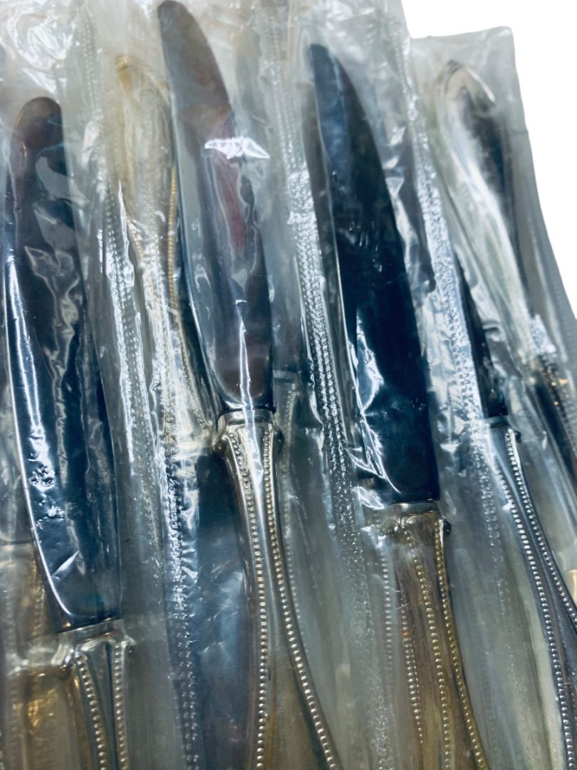 Oneida Ltd "Silver Arbor" Flatware Beaded Edge Set of 16 Dinner Knife Knives 9.5"