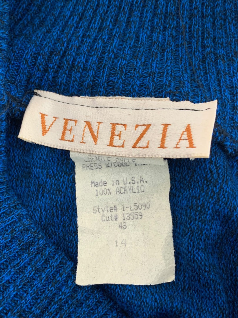 Size 14 Venezia Belted Long Sweater Dress 1980s Vintage Acrylic