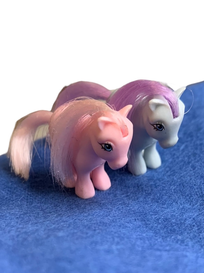 My Little Pony 1 Inch Minifigs Blue Belle Cotton Candy Minifigurines Hasbro Vintage