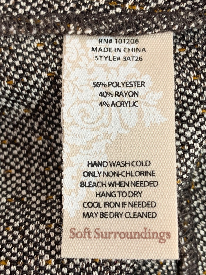 14P Soft Surroundings Womens Petite Brown Tweed Dress Pants
