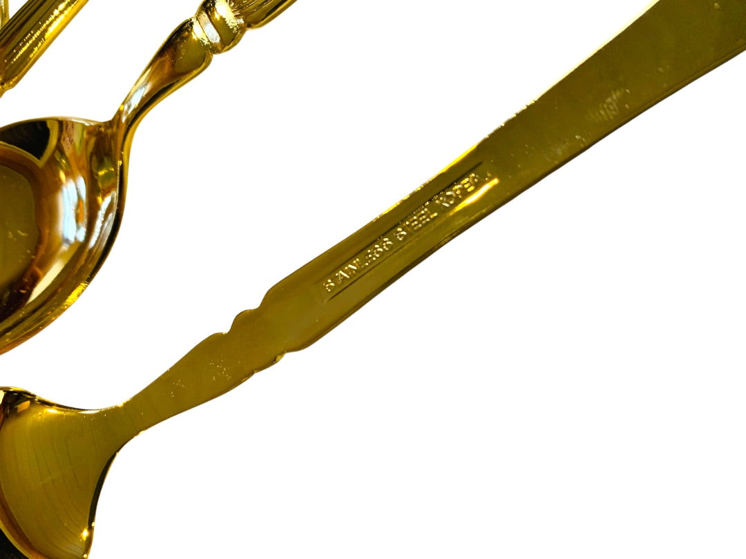 Gold Electroplate Vintage Teaspoons Set of 8 Scalloped 6.6 Inch