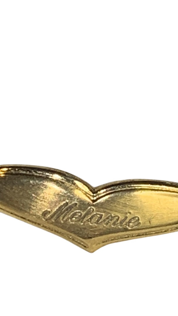 Vintage Goldtone ID Bracelet Heart "Melanie" 7 Inch Spring Clasp