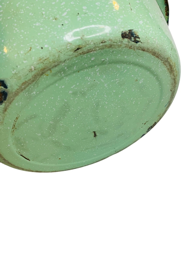 Large Green Graniteware Tub Handled Round 16 Inch Diameter