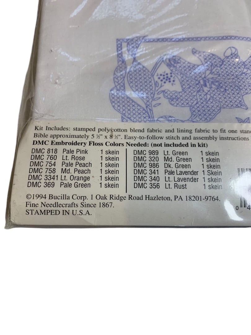 Bucilla Stamped Fabric Bible Cover Kit Lilies 64201