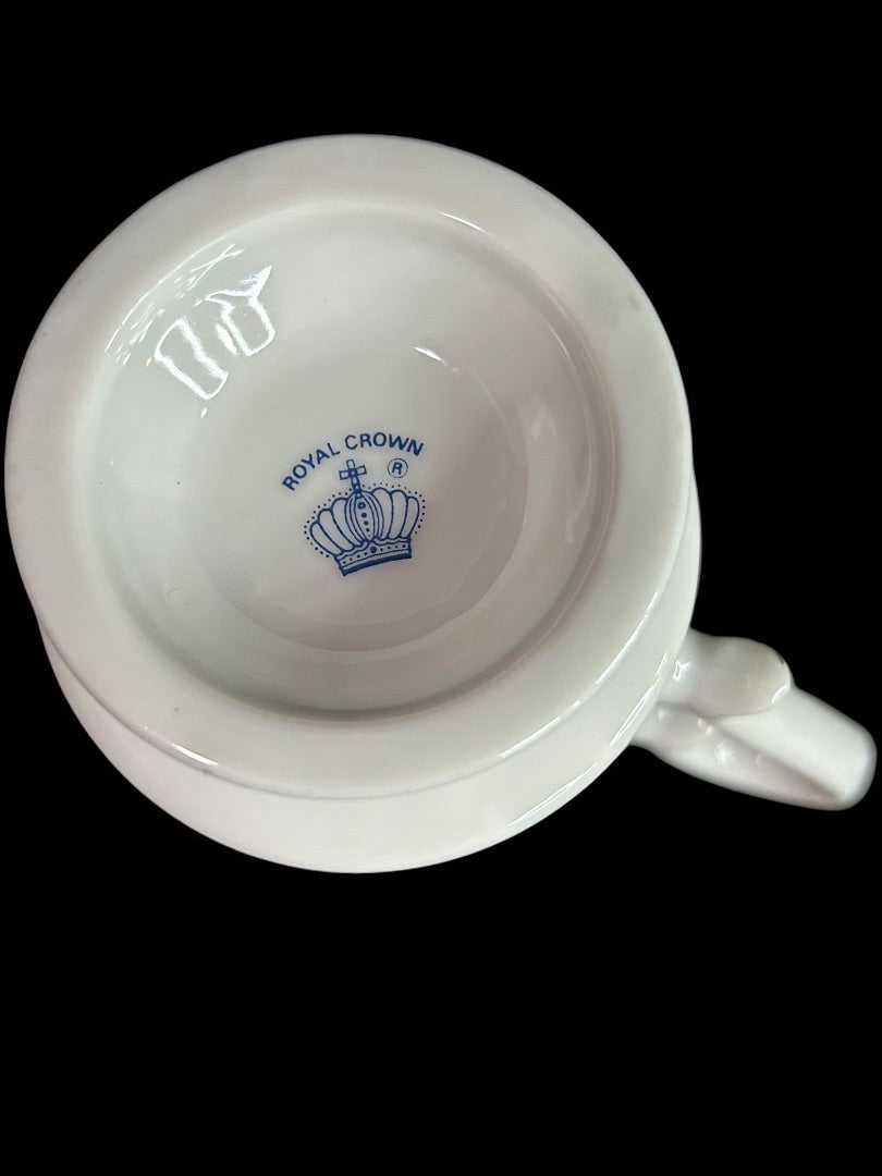 Royal Crown Pedestal Ceramic Bird Mug Gold Trim Orange Throat