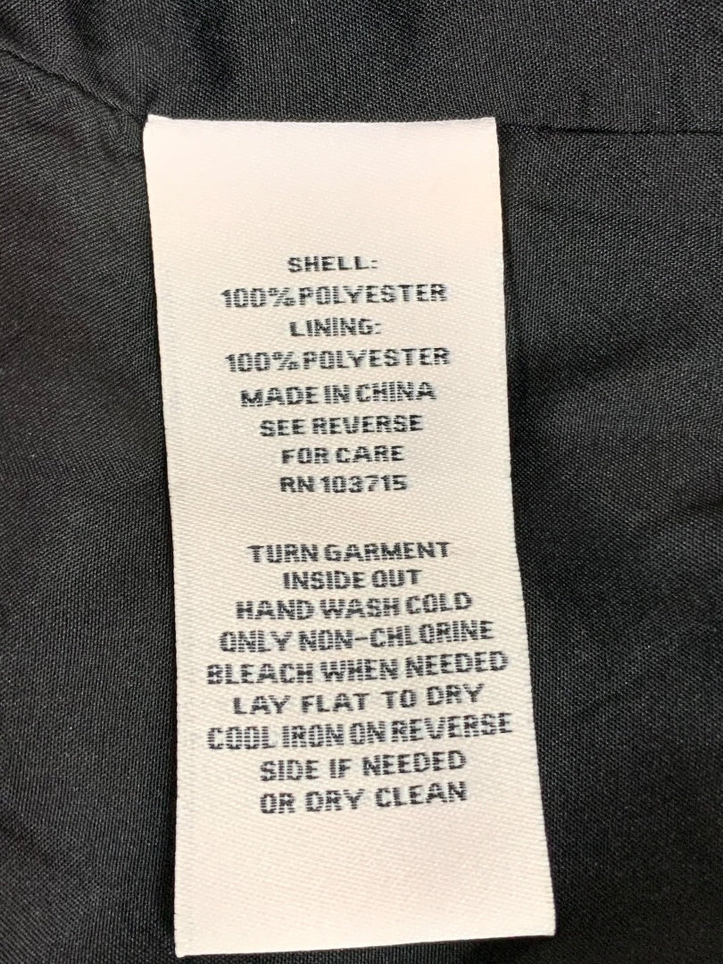 Large Nanette Lepore Womens Black Ruffle Front V-Neck Popover Shirt Blouse