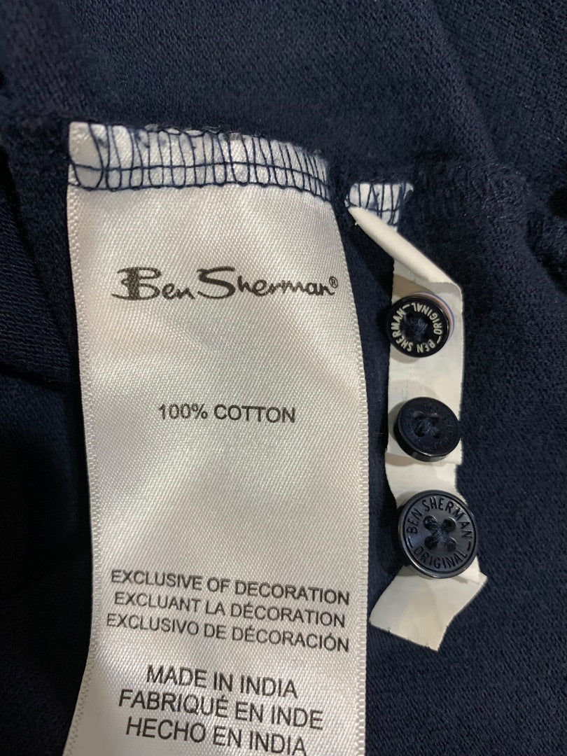 Large Ben Sherman Mens Navy Blue Short Sleeve Polo Shirt