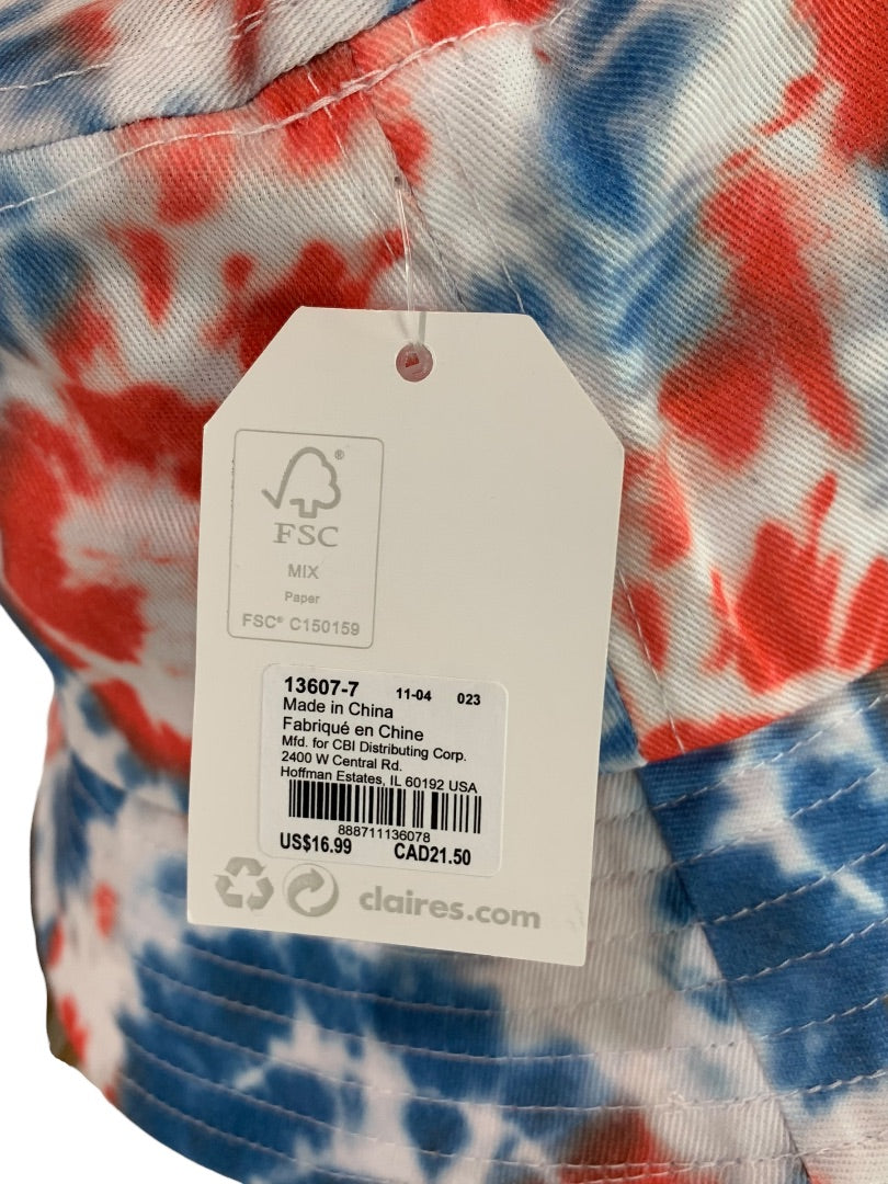 Small Claires New Bucket Hat Patriotic Tie Dye Fabric