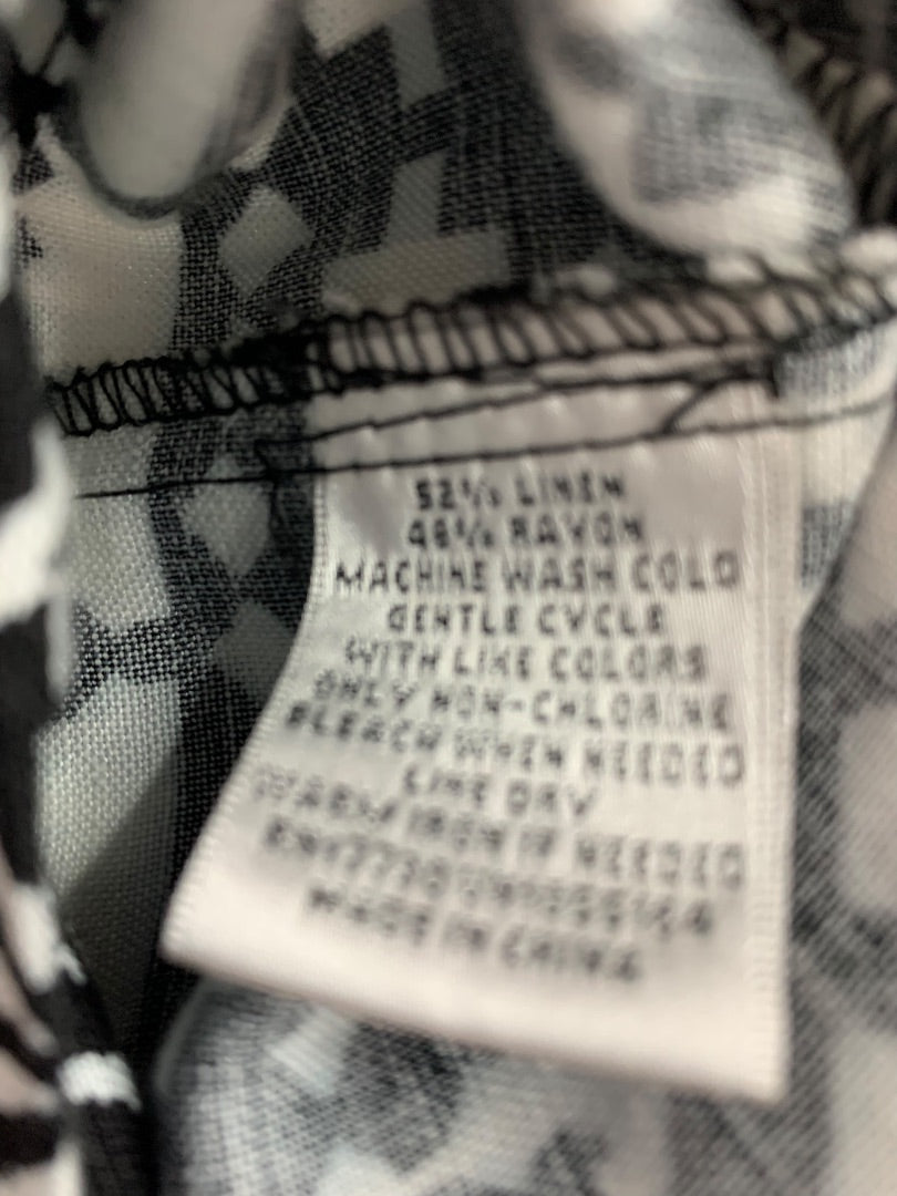 Size 6 Mossimo Linen Rayon Blend Skirt Side Zip Pockets Black White