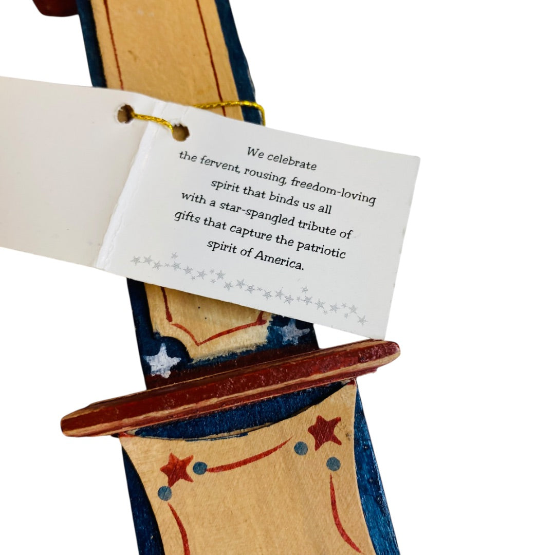 Vintage Russ Ode to America Miniature Dollhouse Stars Stripes Grandfather Clock 7.25"