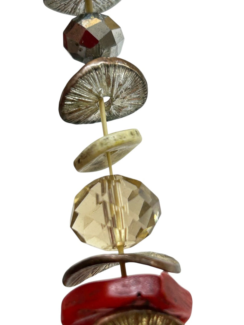 Chunky Stretch Bracelet Goldtone Orangey Artsy Stretchy