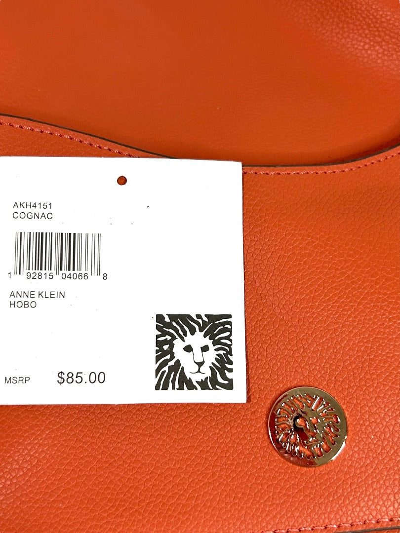 Anne Klein Vegan Leather Peachy Orange Shoulder Bag Zip Top