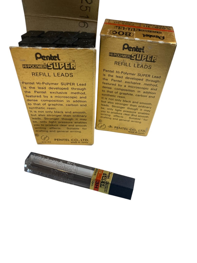 Pentel Super Refill Leads 25 Tubes .5mm 3H (0.020") Ultra Fine Hi-Polymer