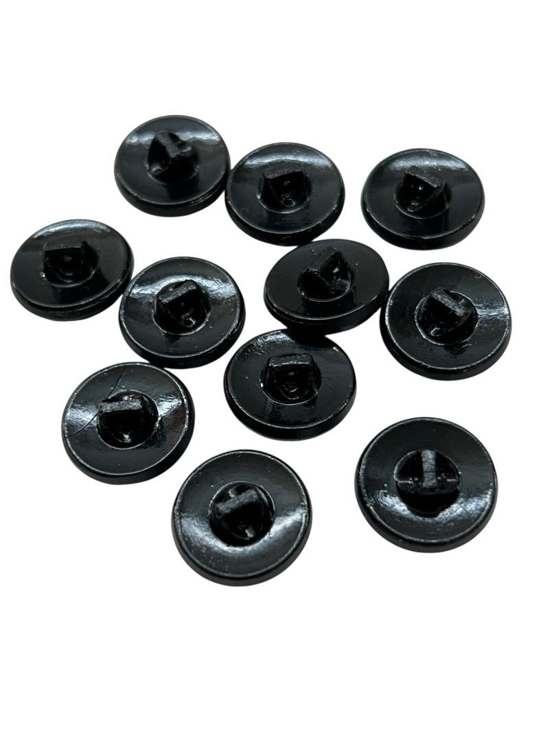 Vintage Lot of 11 Black Buttons Embellished Design 18mm Starburst