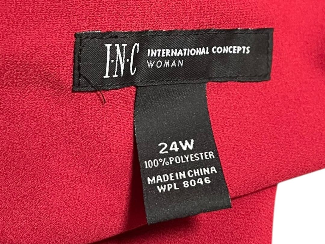 Size 24W INC International Concepts Womens Red Faux Wrap Blouse Shirt