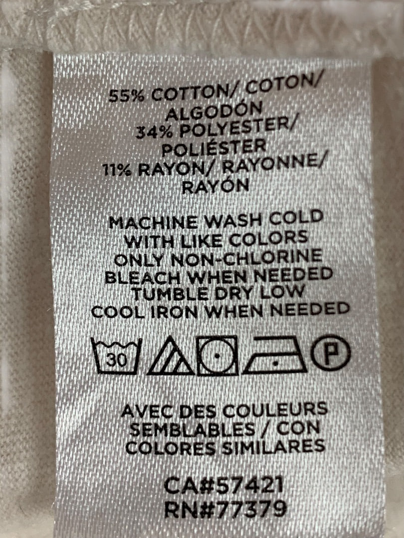 XS Loft Womens Off White Ruffle Sleeve Tshirt Top Scoop Neck