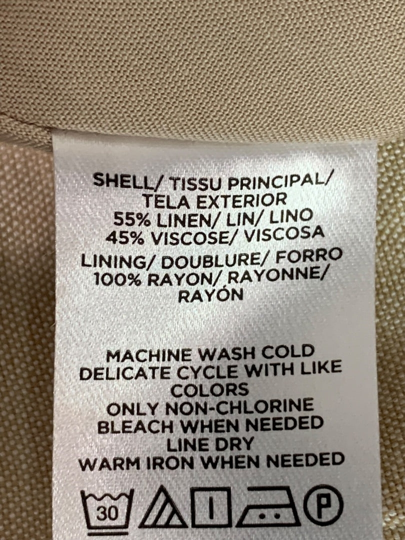 Size 4P Loft Petites Linen Blend Skirt Lined Tan Side Zip