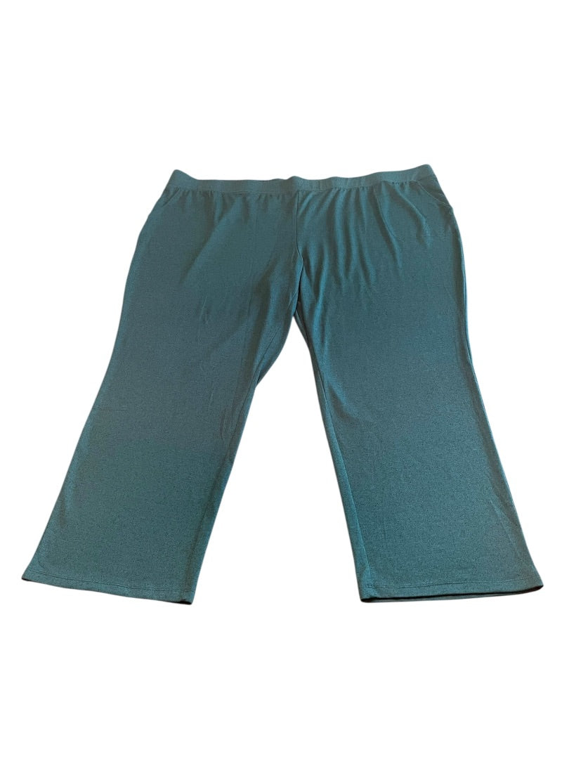 5X Sport Savvy Elastic Waist Loose Fit Knit Pants Pockets Teal
