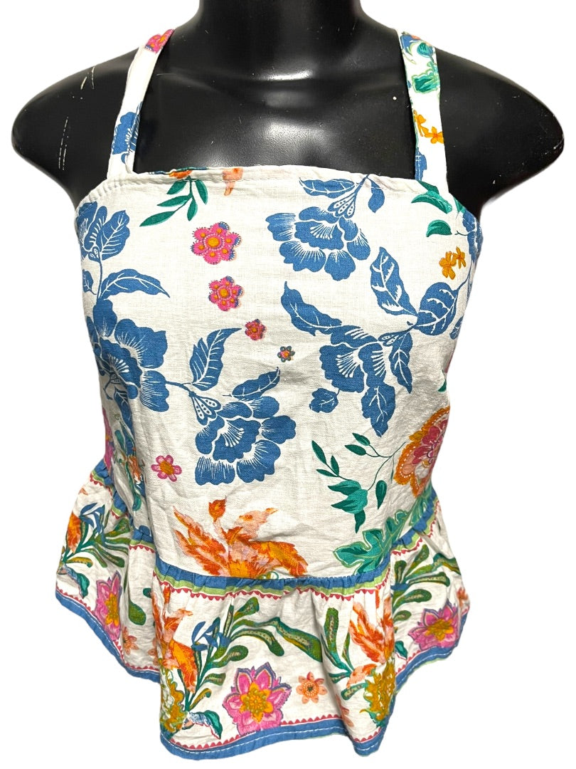 XS Rachel Zoe Womens Linen Blend Peplum Sleeveless Shirt Side Zip