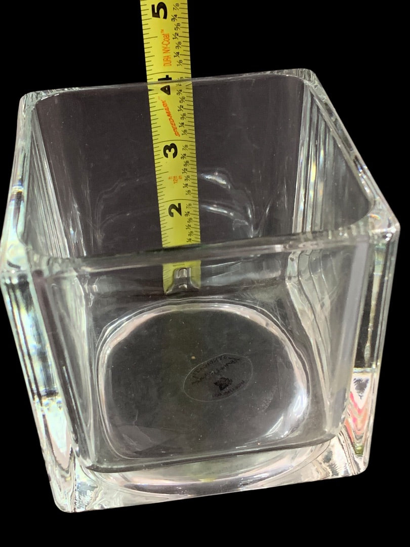 Home & Garden Clear Square Glass Vase Candle Holder 4" Cube