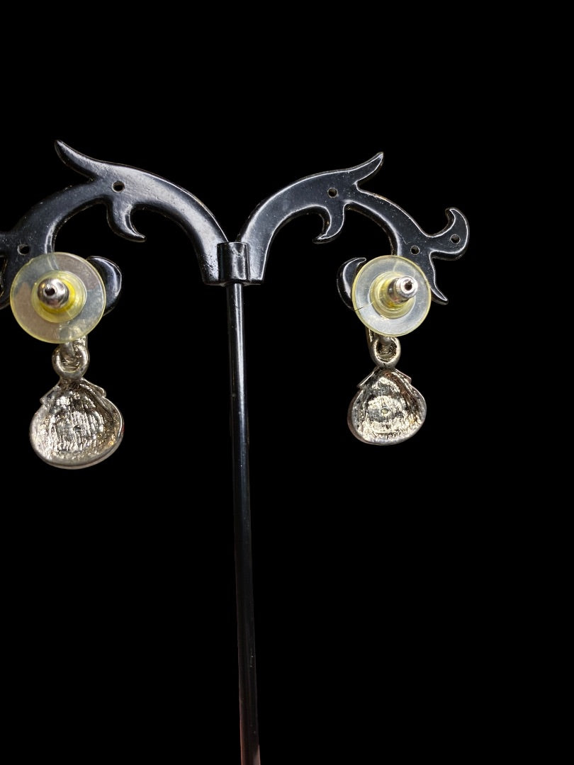 Vintage Pierced Earrings Rhinestone Silvertone 1" Drop Post