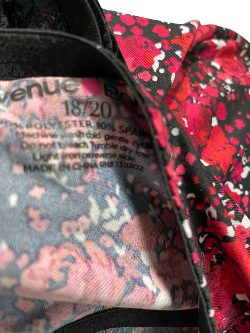 Size 18/20 Avenue Body Womens Lingerie Slip Red Black Floral Adjustable Strap