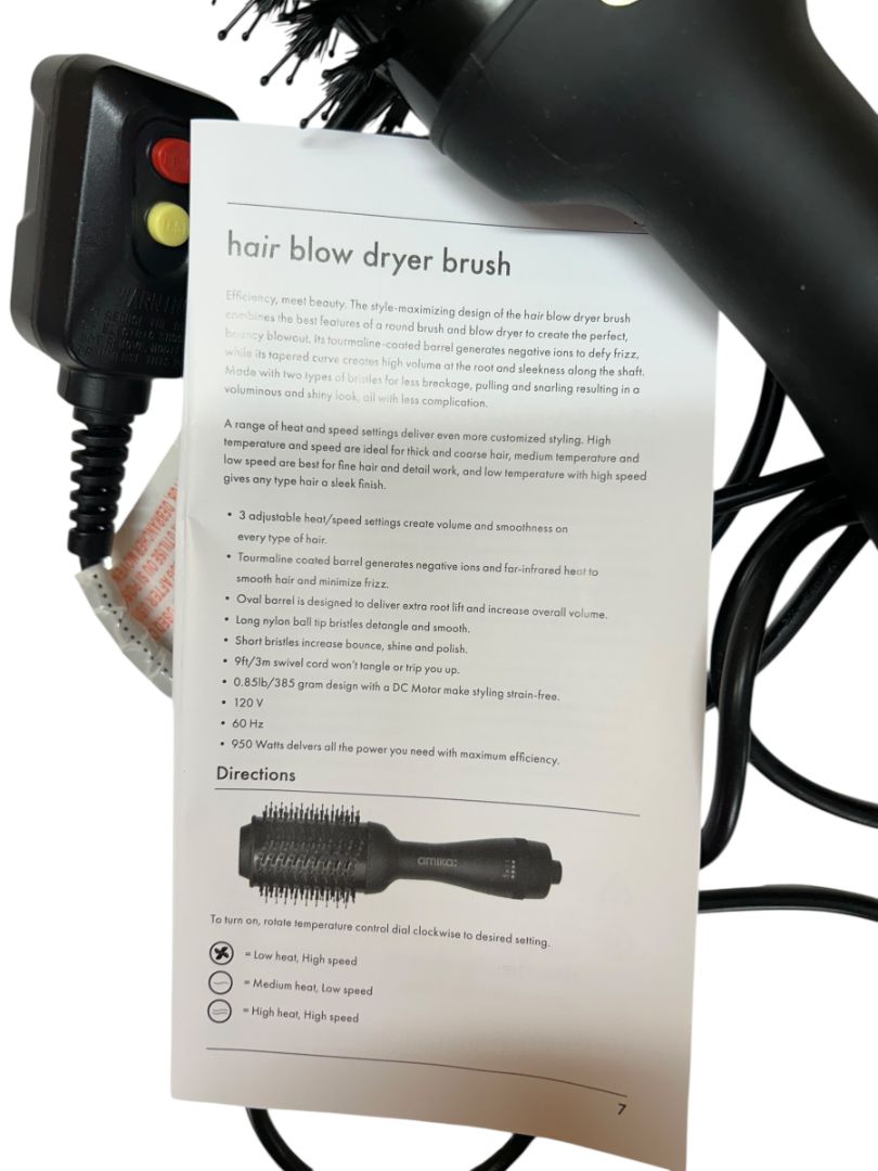 Amika Blow Dryer Brush 2-in-1 hair styling tool For customized blowout 2x SHINE