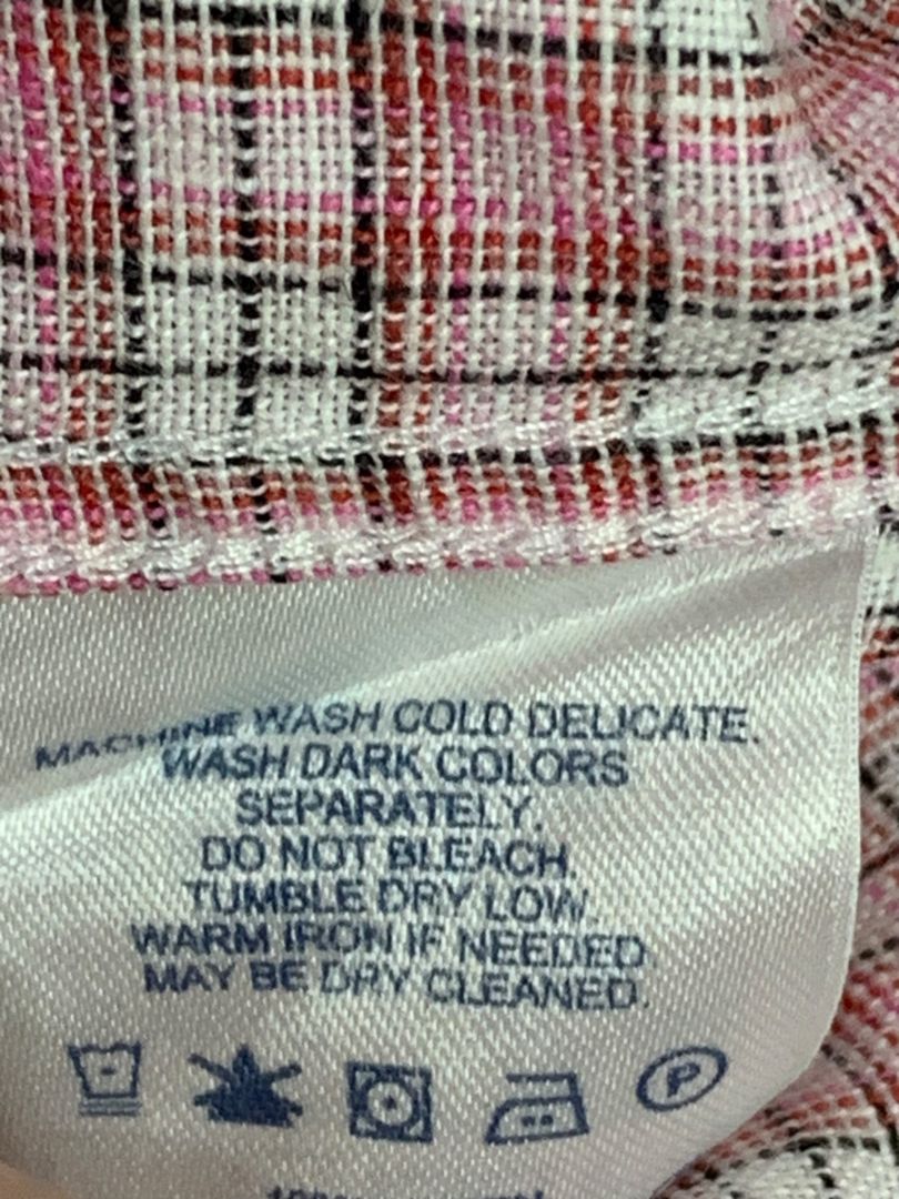 16.5 - 34 Lands End Baird McNutt Mens Irish Linen Button Down Shirt Pink Plaid
