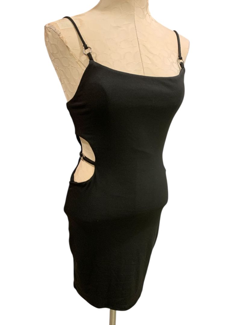 Size Medium 21 Saints New Black Dress Cut Out Sides Fitted Stretch