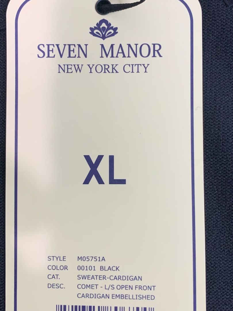 Size XL Seven Manor Womens New Black Embellished Cardigan Sweater Holiday