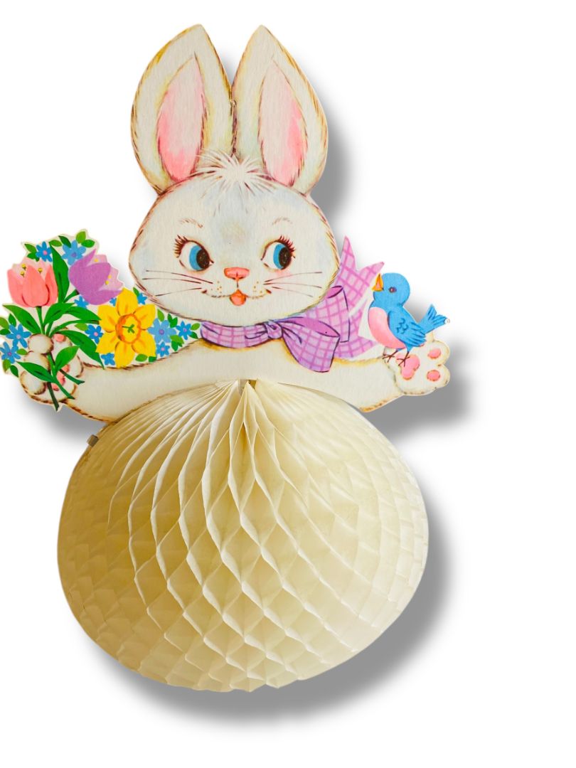 Vintage Honeycomb Bunny Rabbit 12 Inch Retro Easter