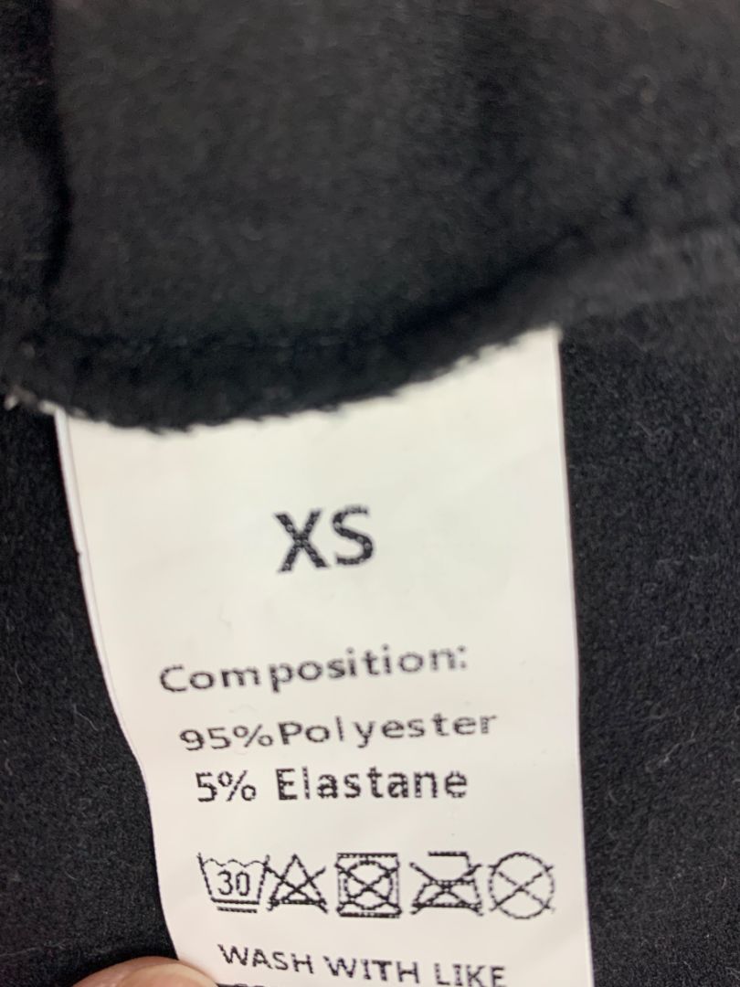 Size XS Black Scoop Neck Fitted Crop Long Sleeve Womens Shirt Fleecey Lining