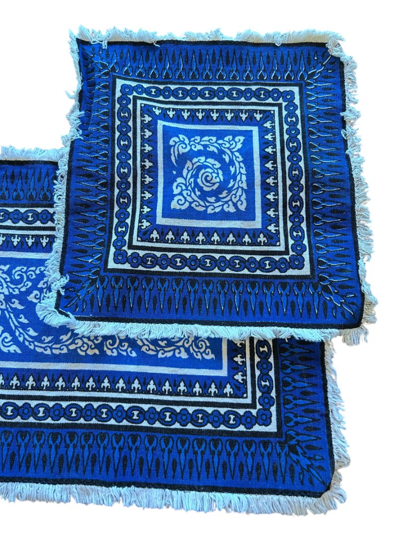 Vintage Blue Table Linen Set 4 Placemats 4 Napkins 1 Runner Boho
