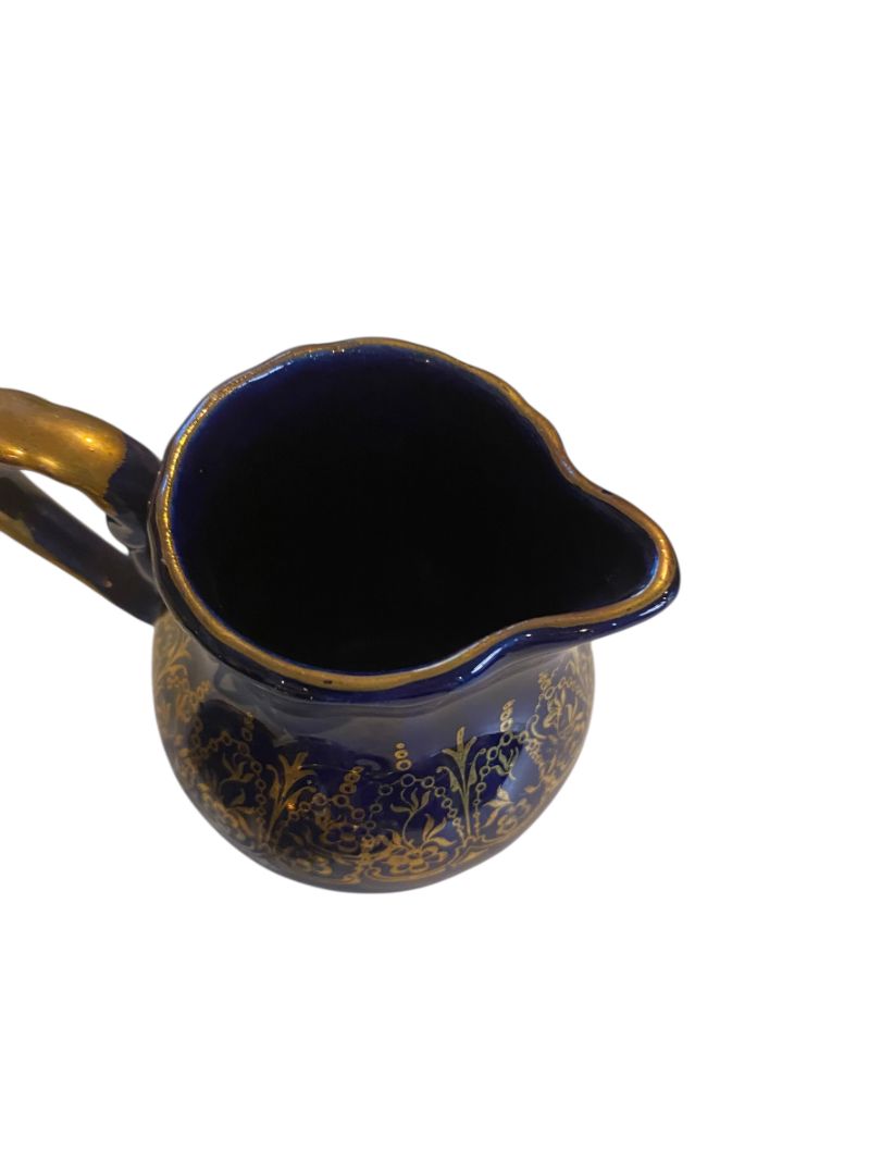 Vintage Cobalt Gold 3 Piece Tea Set Sugar Creamer Cup