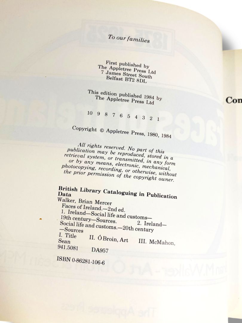 The Faces of Ireland Book 1875-1925 Appletree Press Walker O'Broin McMahon