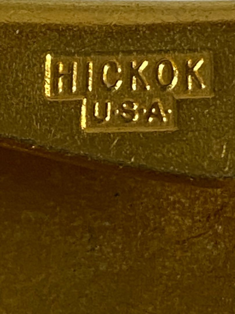 Hickok USA Vintage "R" Rope Tooled Belt Buckle Goldtone 2" x 1"
