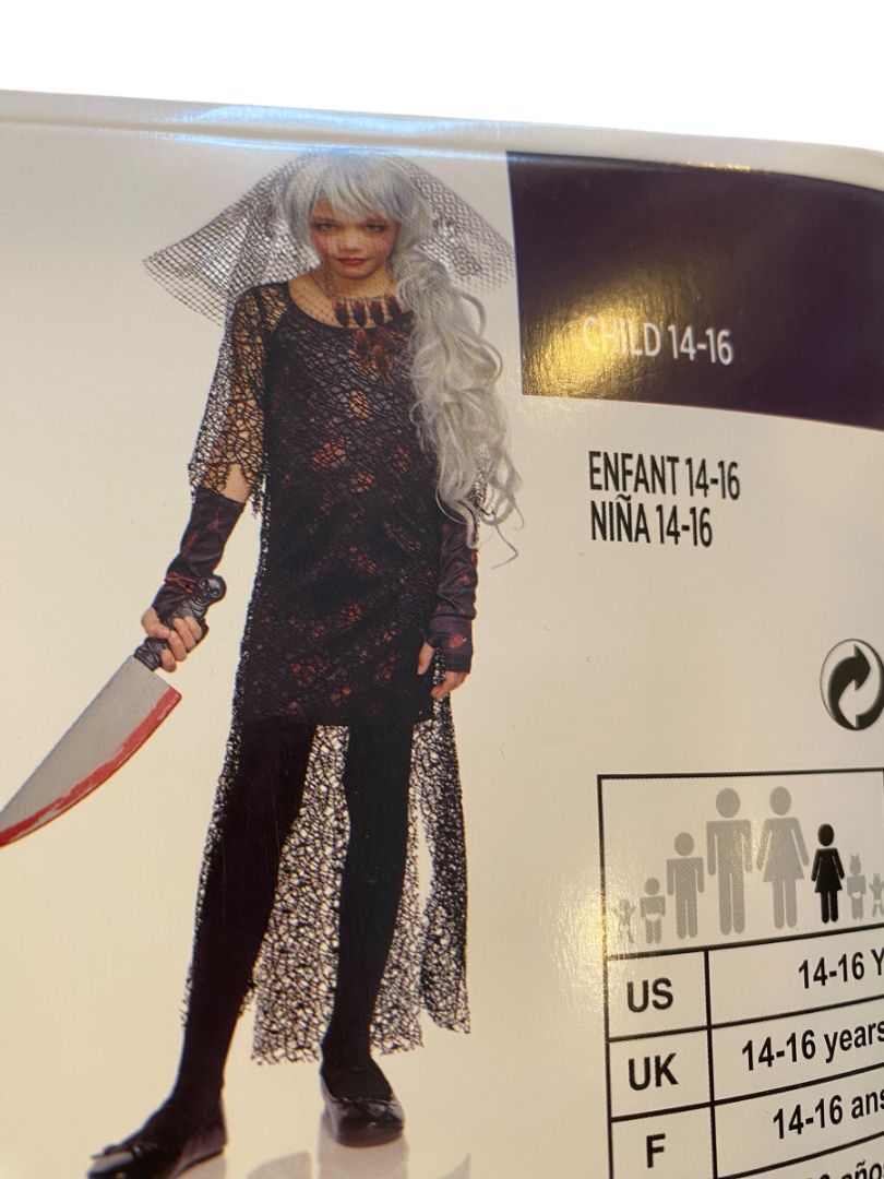 Size XL (14/16) Killer Cockroach Costume Girls Dress Overdress Glovelettes Veil