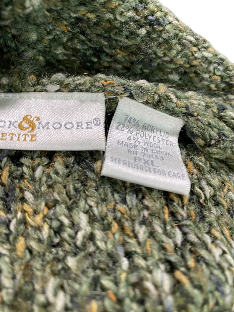 Size PXL Preswick & Moore Petite Sage Green Womens Buckle Cardigan Sweater