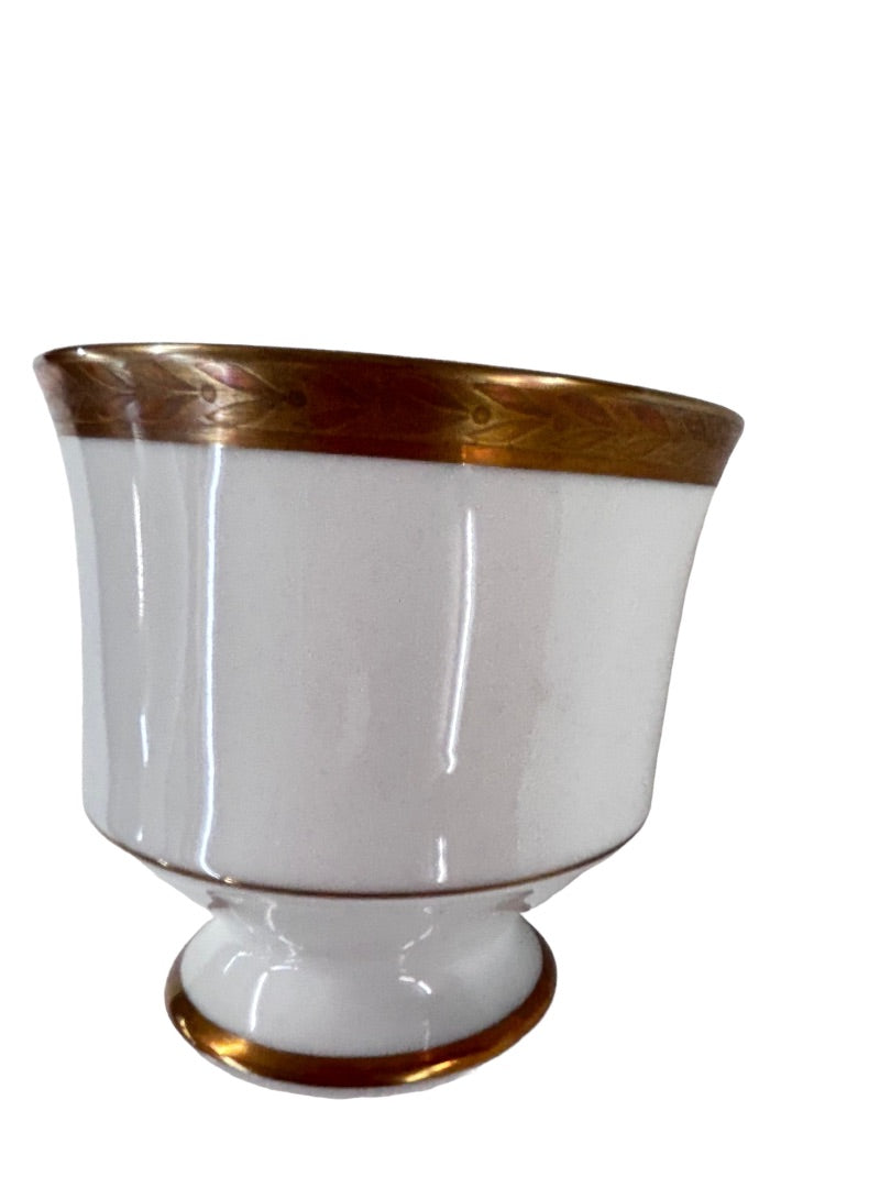 Sango Royalty Pattern White Gold Trim Tea Cup and Saucer 1970s