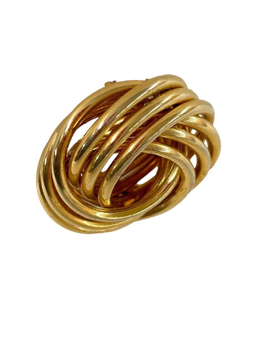 Vintage Domed Swirl Brooch Goldtone 1970s 1.75" Diameter
