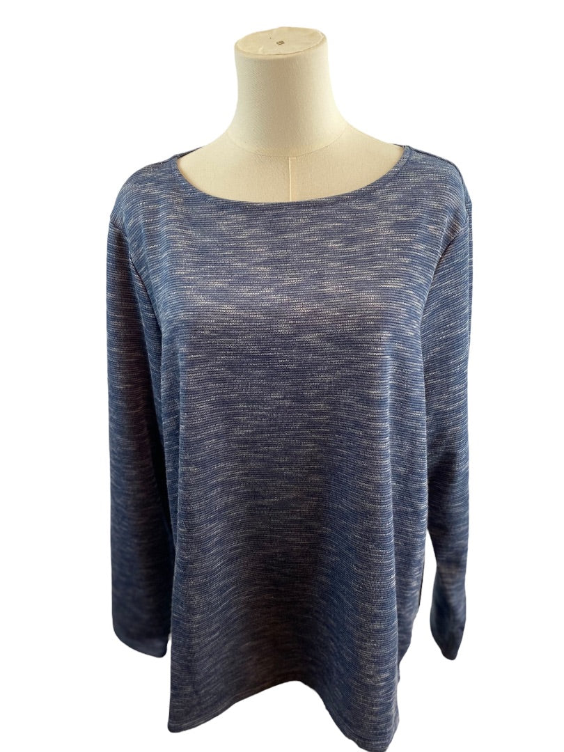 XL Weekends by Chico's Women's Blue Round Neck Casual Pullover Shirt