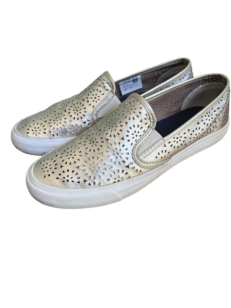 9.5 Sperry Gold Metallic Cut Out Slip-On Sneakers Shoes