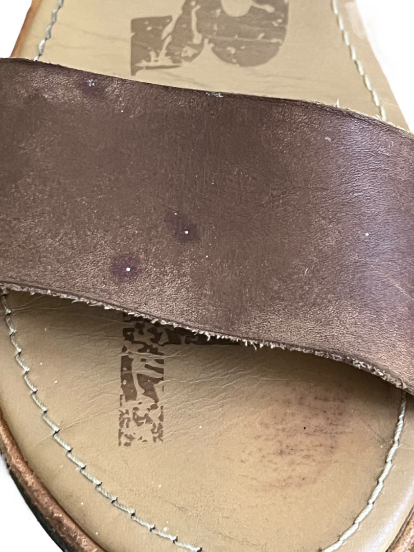 Size 9.5 Sorel Ella Leather Upper Sandals Brown Elastic Slip On