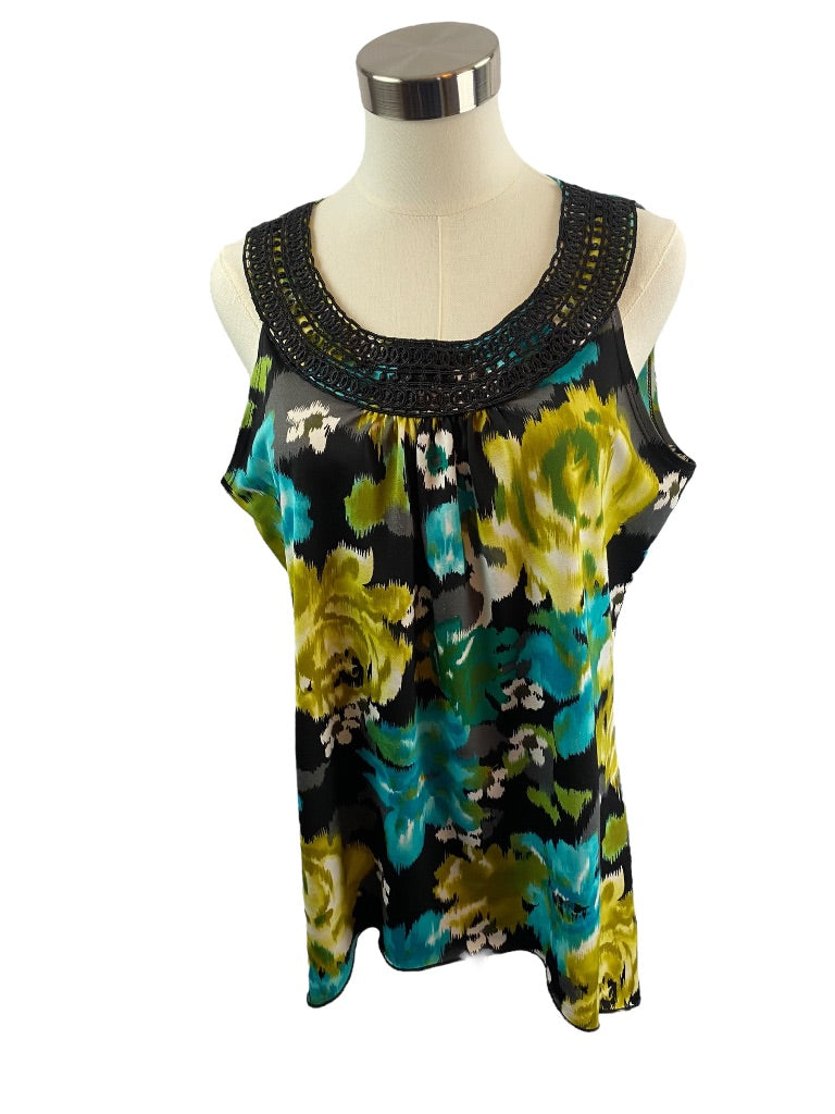 XL Vintage Suzie Pullover Sleeveless Blouse Crochet Scoop Neckline