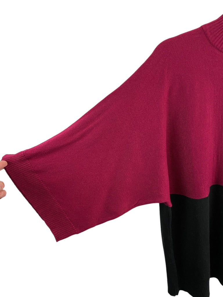 2X Larry Levine Woman Sport Pullover Color Block Sweater Dolman Sleeve